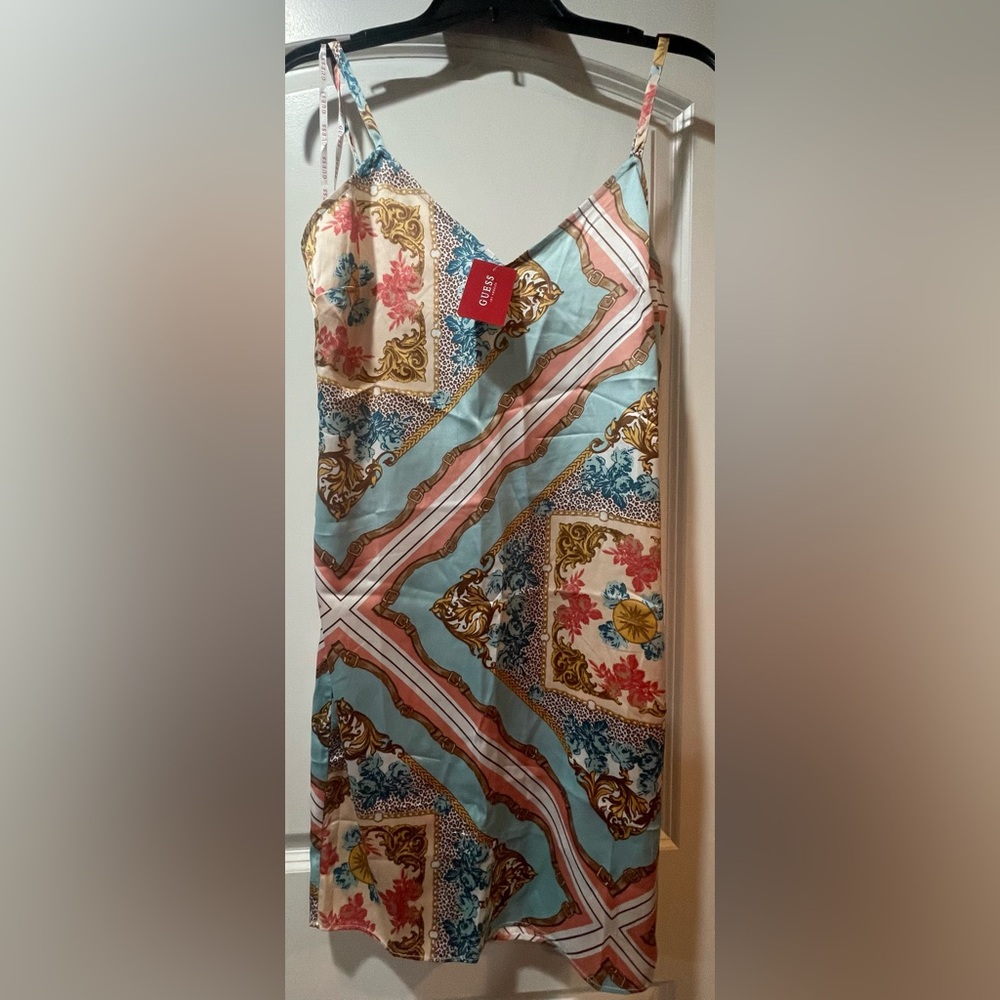 Guess Red and Gold Asymmetrical Mini Dress for Resort Wear